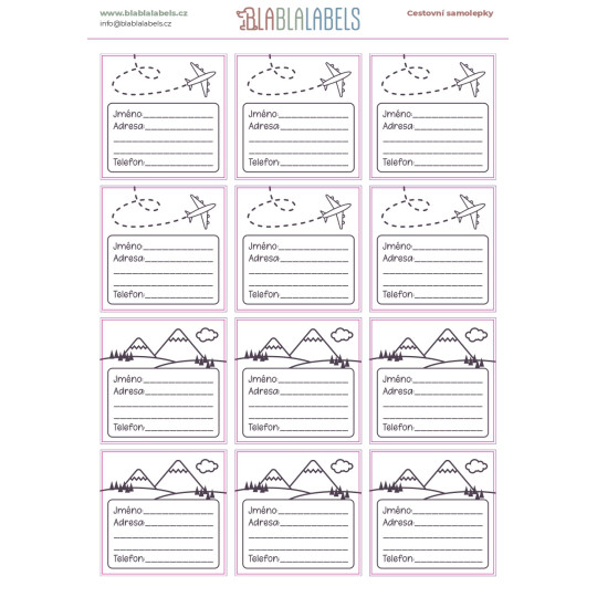 CZ *cestovní samolepky* černobílé