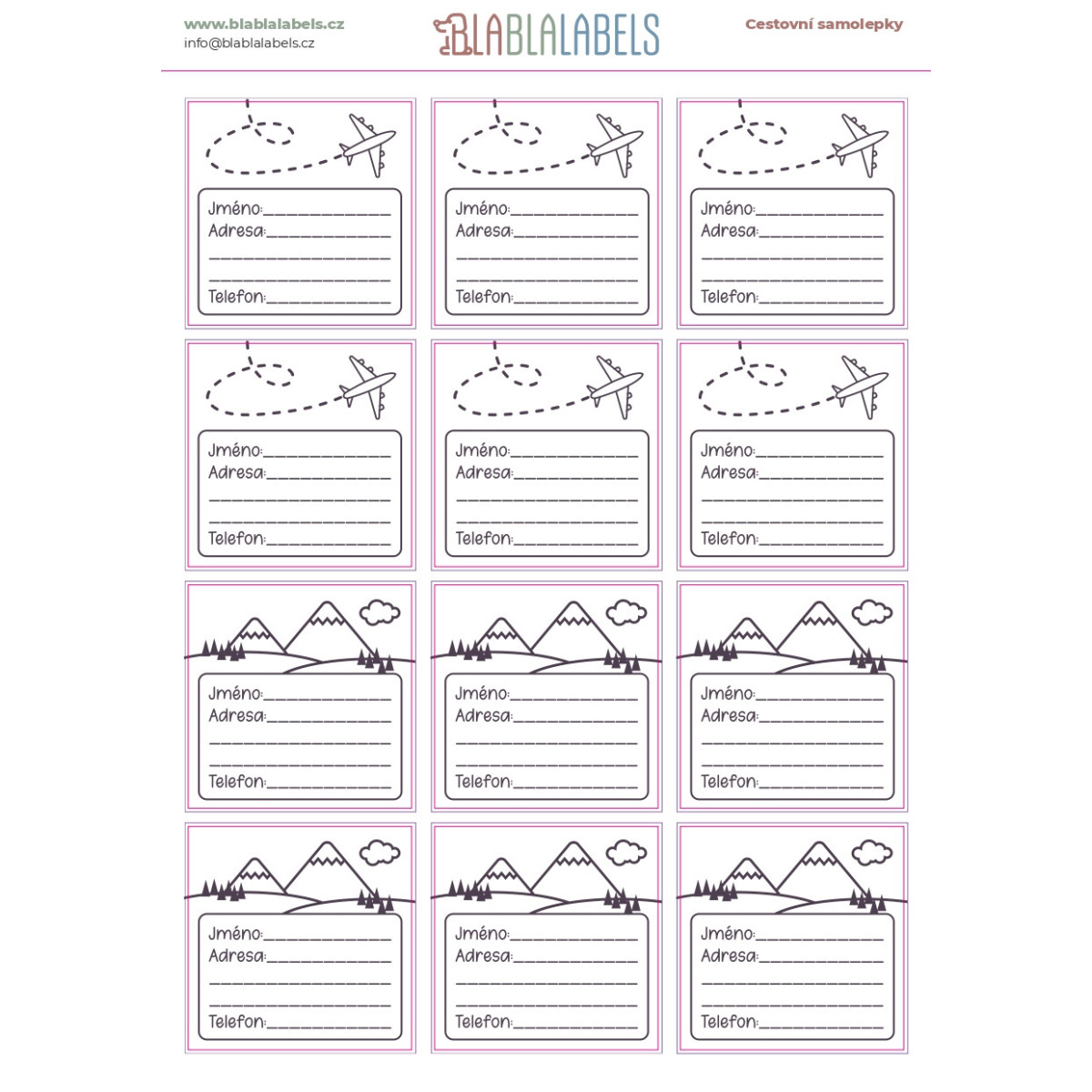 CZ *cestovní samolepky* černobílé