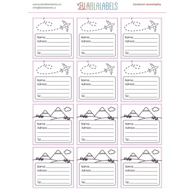 AJ *cestovní samolepky* černobílé