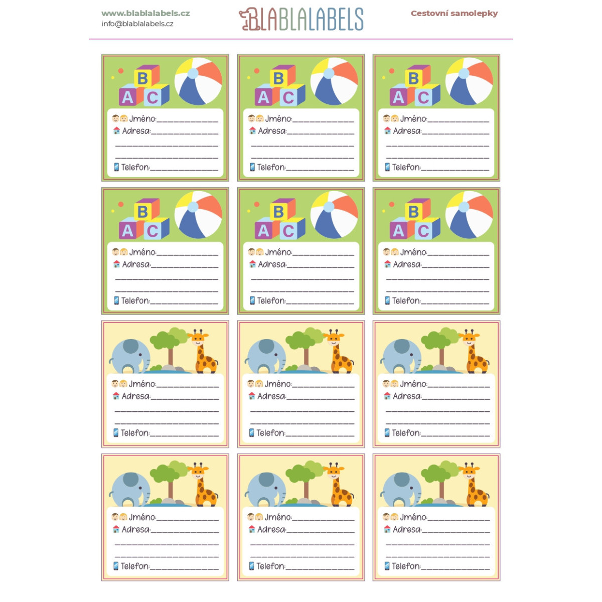 CZ *cestovní samolepky* barevné