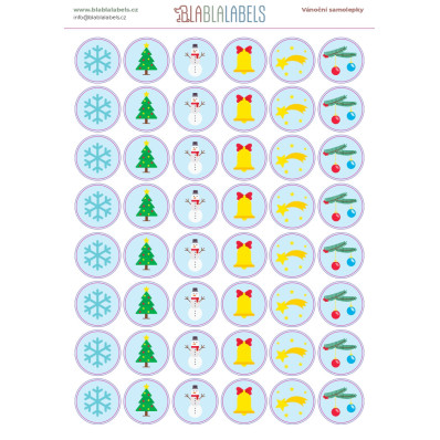 *kulaté vánoční samolepky* světle modré