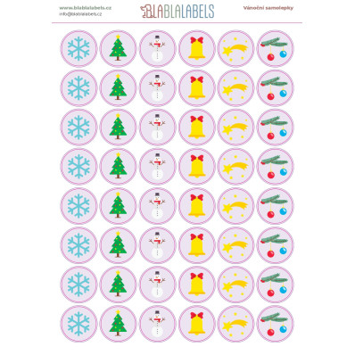 *kulaté vánoční samolepky* levandulové