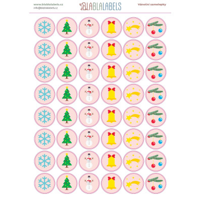 *kulaté vánoční samolepky* broskvové