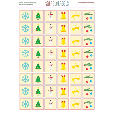 *čtvercové vánoční samolepky* světle žluté