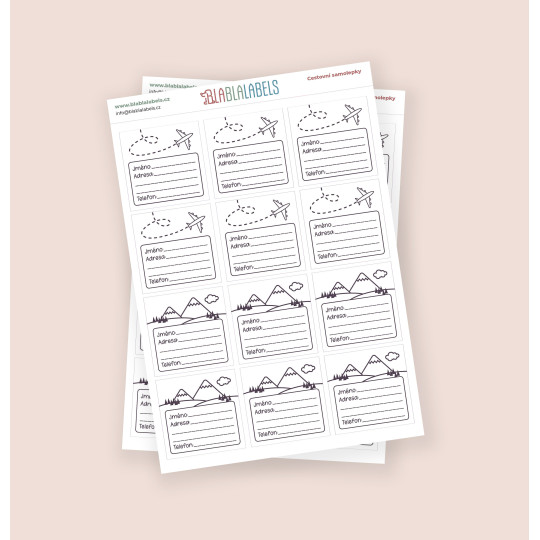 CZ *cestovní samolepky* černobílé