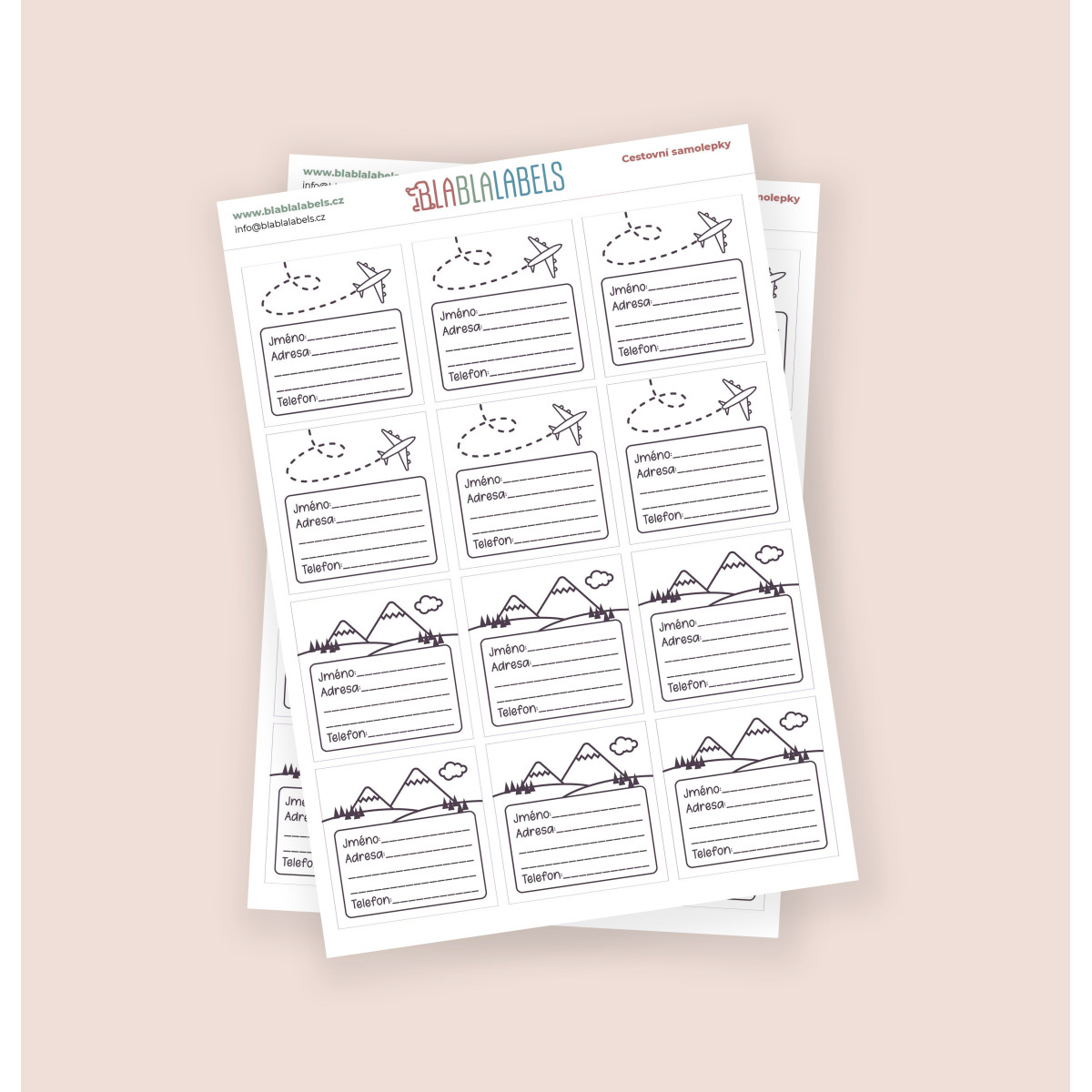 CZ *cestovní samolepky* černobílé